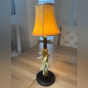 Rustic Antler Table Lamp with Tan Shade